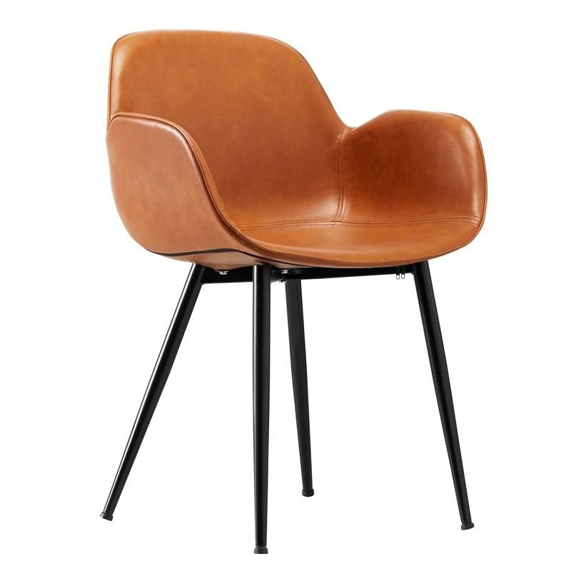 Hot Sale Upholstery PU Seat Back Comfortable Restaurant Plastic Inside Dining Room Chair with Metal Leg