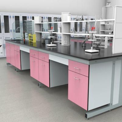 High Quality Best Price Hospital Steel Lab Furniture with Sink, Wholesale Custom Physical Steel Lab Bench with Liner/