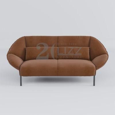 Italian Original Design Brown Fabric Modern Upholster Home Furniture 2 Seater Living Room Sofa Chair