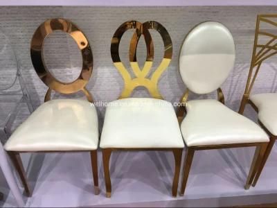 Wholesale Stainless Steel Chairs Golden Round Banquet Chairs Luxury Dining Chair for Events