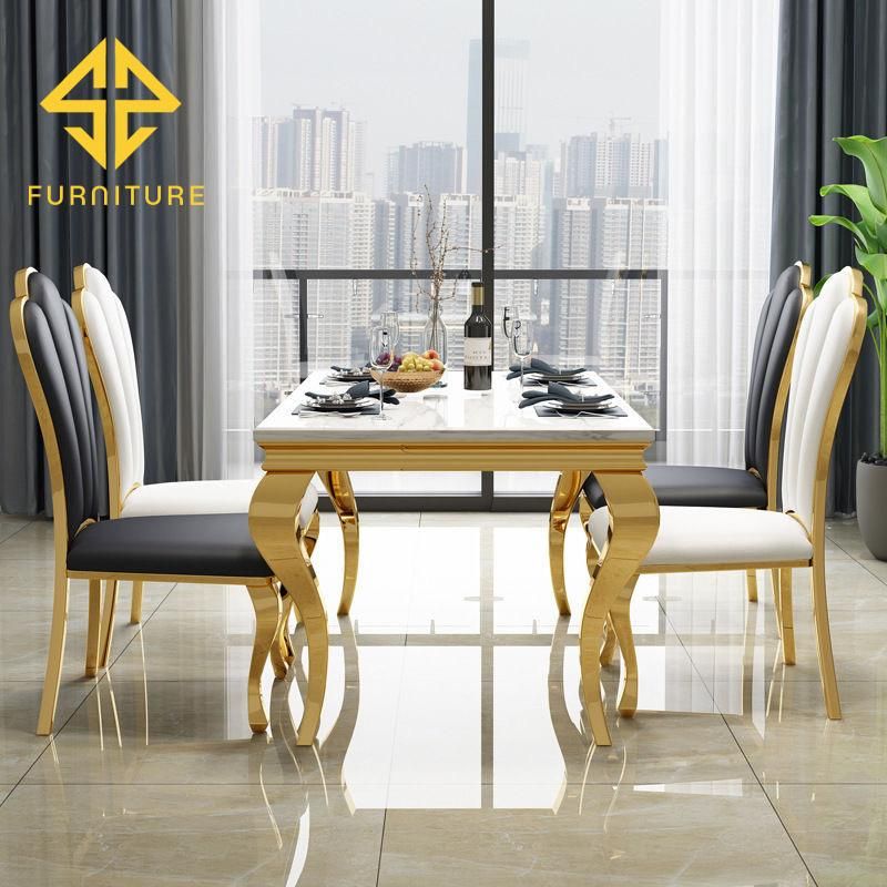 Luxury Stainless Steel Dining Table Chair Restaurant Furniture Set