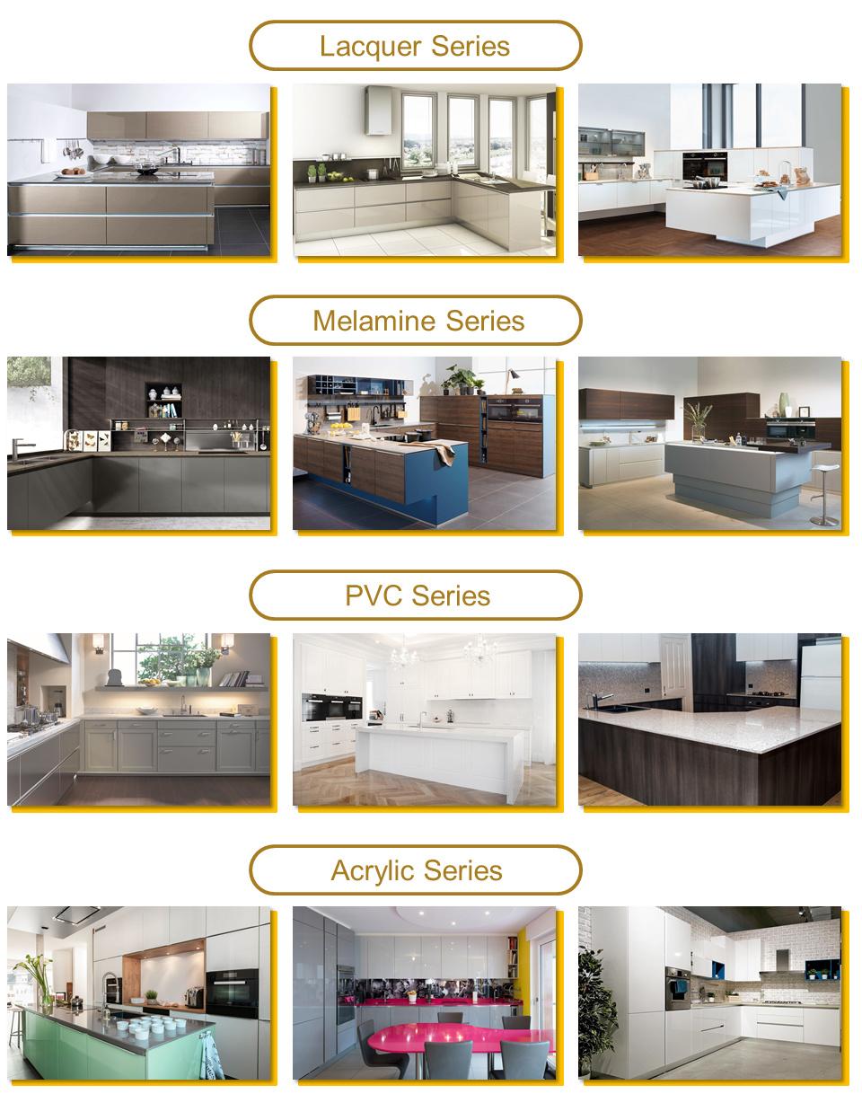Luxury Kitchen Grey Lacquer and Melamine Modern Kitchen Cabinets