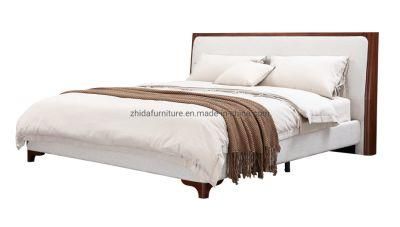 Hotel Home Wooden Frame Fabric Leather Bedroom Furniture Double Bed