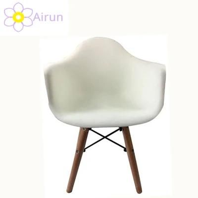 Best Selling Plastic Hotel White Chair with Solid Wood Legs