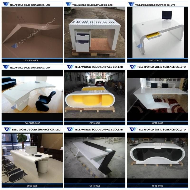 Latest Design White Blue Round Shaped Corian Executive Desktop Manager Desk Counter Office Desk Exporter