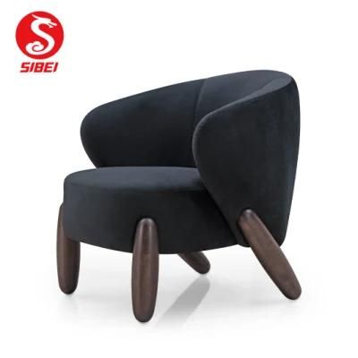 Modern Style Simply Design Hotel Home Living Room Furniture Fabric Single Seater Wood Leisure Chairs