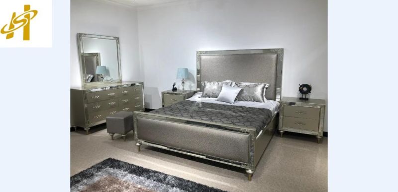 50% Discount Modern Champage Painting Color Bedroom Furniture Set for Home Furniture