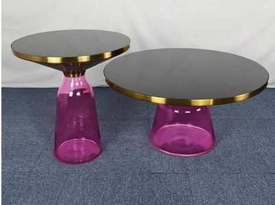 Office Furniture Purple Glass Countertop Coffee Table