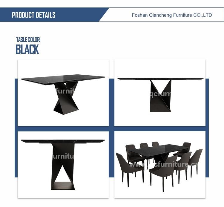 Black Carbon Steel Modern Home Furniture Marble Dining Table