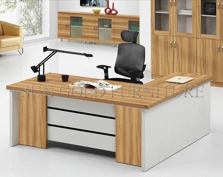 Modern Light Color L Shape Corner Wooden CEO Office Desk