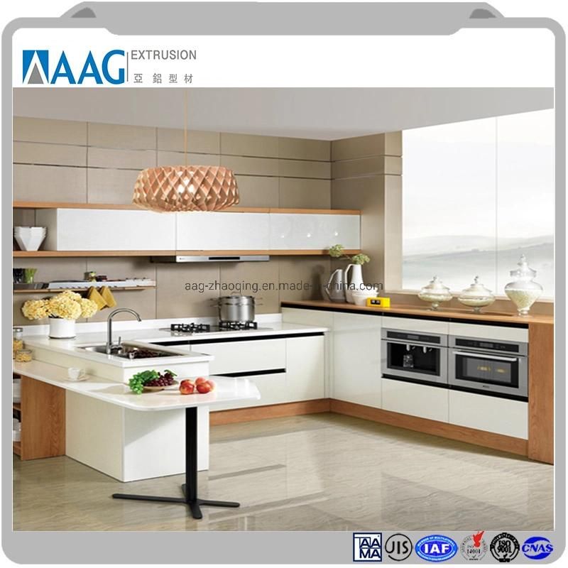 Modern Wooden Grain Aluminum Cabinet Furniture for Kitchen