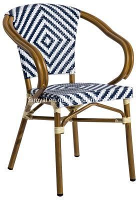 Modern Restaurant Furniture Aluminum Frame Rattan French Bistro Dining Chair