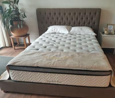 Customized Modern Euro Top Gel Memory Foam Pocket Spring Mattress with Latex Eb15-18 Queen Size for Hotel