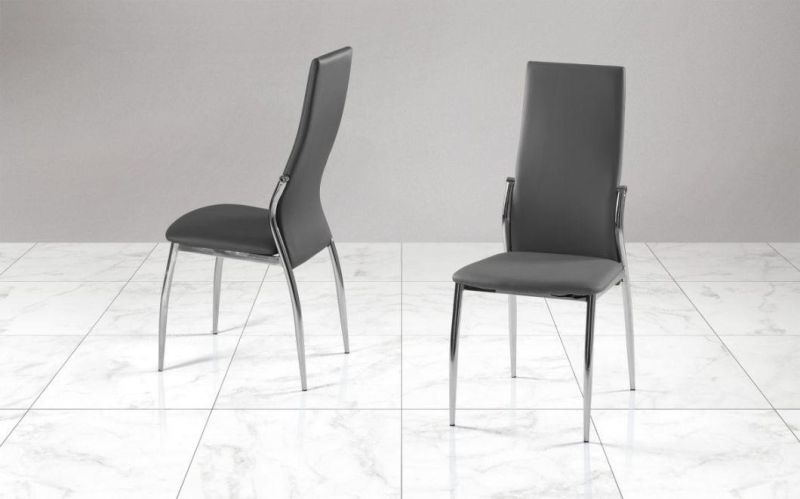 Dining Banquet Restaurant Home Modern Chair Made of High-Quality PU Material and Chrome Construction