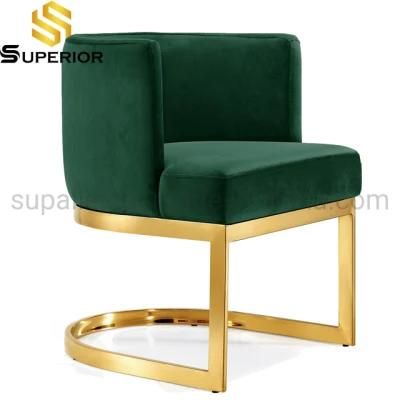 Italian Style Living Room Furniture Luxury Metal Fabric Lounge Chair