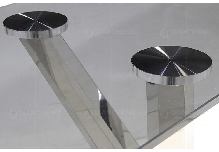 Rectangular Modern Silver Stainless Base Console Table