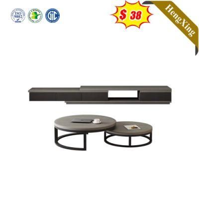 Modern Minimalist Style Dark Grey Color Living Room Wooden Round Coffee Table
