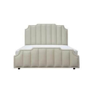 Modern Bedroom Elegant Fully Upholstered Bed with Channel Back Headboard