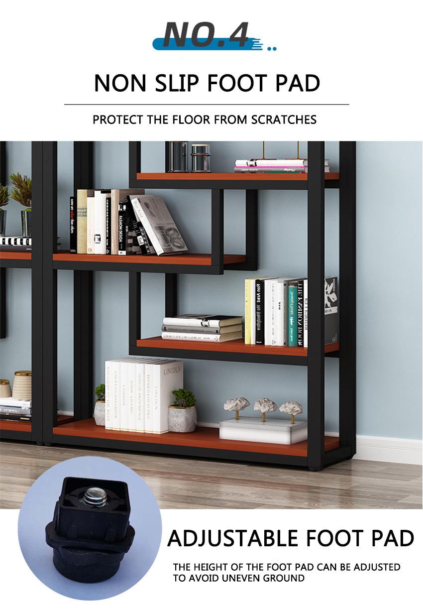 Modern Living Room Furniture Library Solid Wood Iron Bookshelf