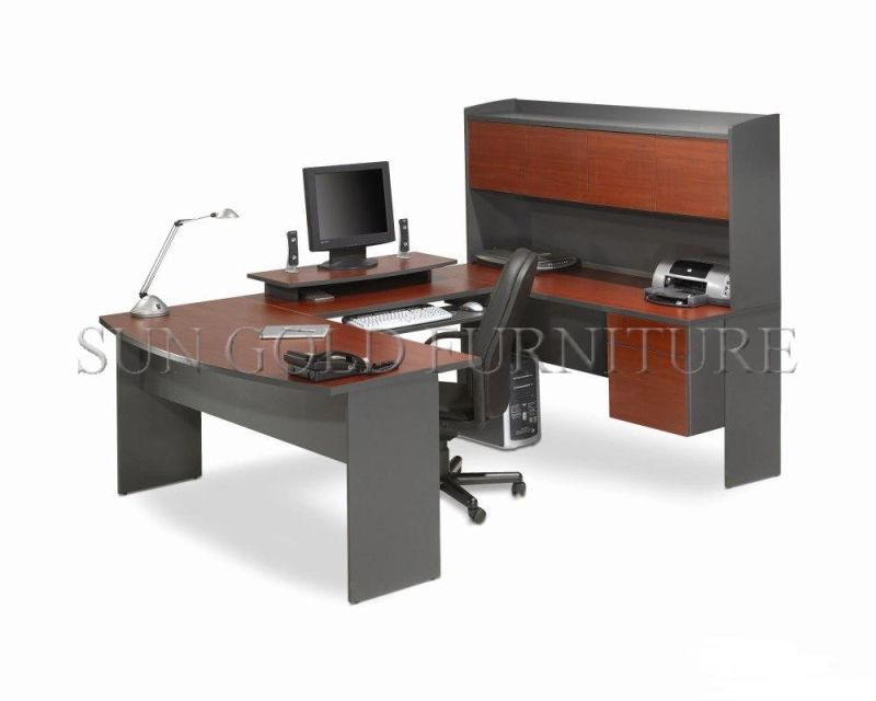 Modern Office Furniture Manager Table Design with Bookcase (SZ-ODT613)