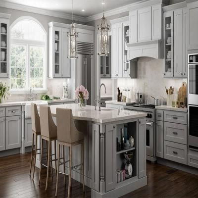 Modern American Standard Style Gray Ash Solid Wood Kitchen Cabinet Design Pre Assembled Rta Grey Shaker Plywood Kitchen Cabinets