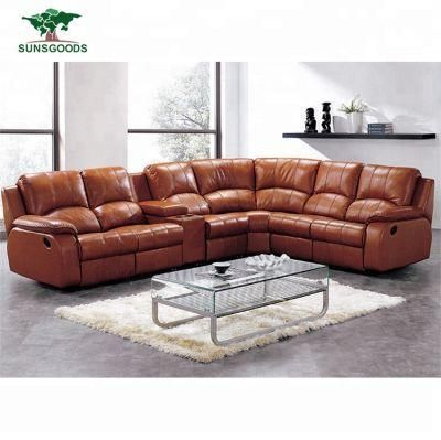 Modern Sectional Chinese Top Grain Leather Living Room Modern Corner Sofa
