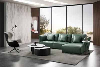 China Wholesale Factory Price Modern Home Furniture Sofa Green Leather Sofa GS9040