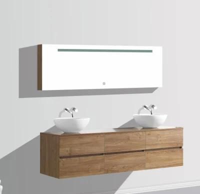 Popular Melamine Bathroom Cabinet with Double Ceramic Basin