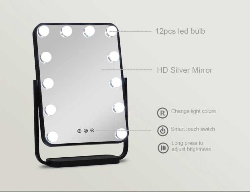 LED Makeup Mirror with LED Bulbs and Dimmable Light