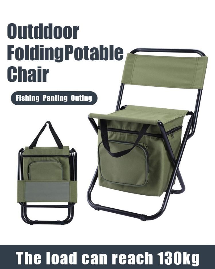 Lightweight Backrest Stool Compact Carp Fishing Chair Seat with Cooler Bag