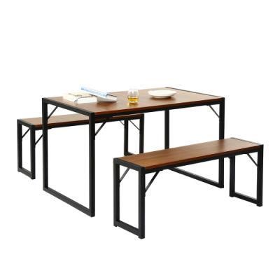 3 PCS Space Saving Studio Soho Kitchen Restaurant Modern Wood Dining Table with Bench