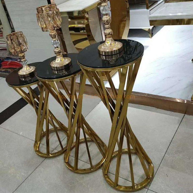 Modern Hotel VIP Room Table Round Golden Metal Event Wedding Decoration Flower Stand