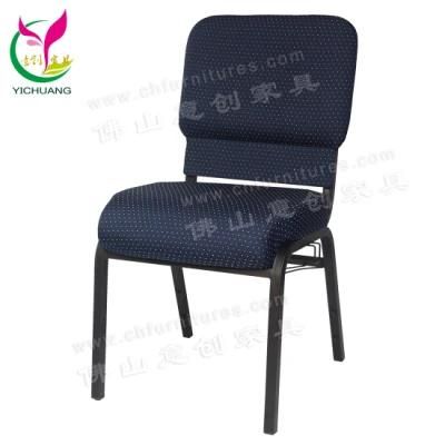 Yc-G38-13 Iron Wholesale Worship Chair Black Stacking Diamond Pattern Blue Chair for Church