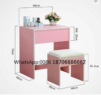 Customized Wooden Dressing Table with Mirror and Dressing Stool