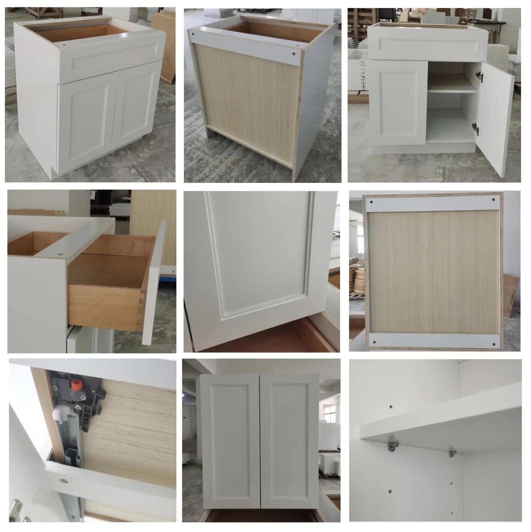 Customized Modern Solid Wood Furniture Cabinets Cupboard Wooden Glass Kitchen Cabinet