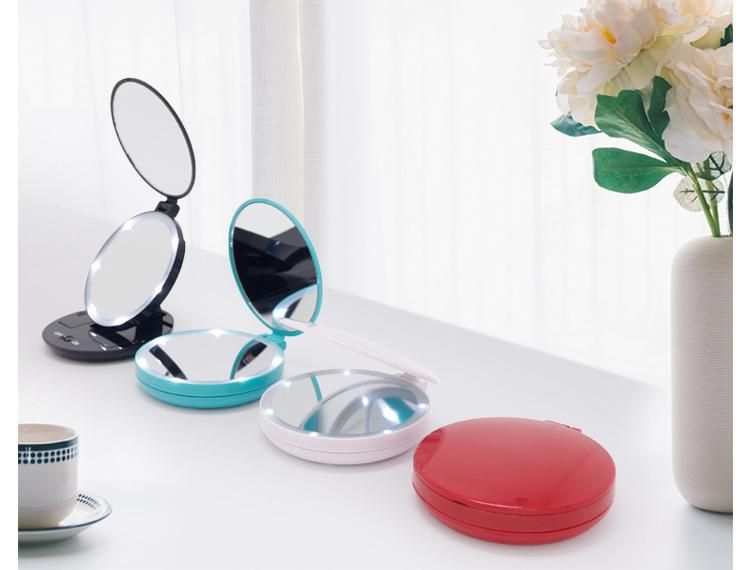 LED Light Pocket Handheld Makeup Compact Mirror for Traveling