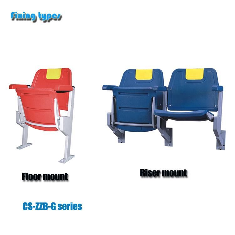 Plastic Fixed VIP Stadium Seating Folding Stadium Chair Seats with Advertisement Plate CS-Zzb-Gl