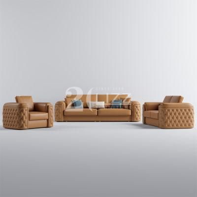 2022 New Stylish British Style Simple Design Living Room Apartment Furniture Italian Leather Sofa Set