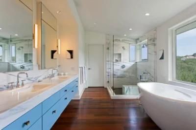 Baby Blue Slab Master Bathroom Cupboard with Undermount Sink Vanity Cabinets