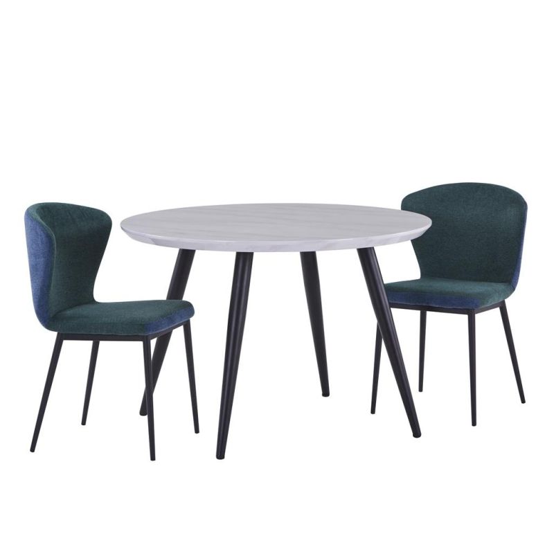 Nordic Simple Style Round Dining Table with Black Powder Coating Legs