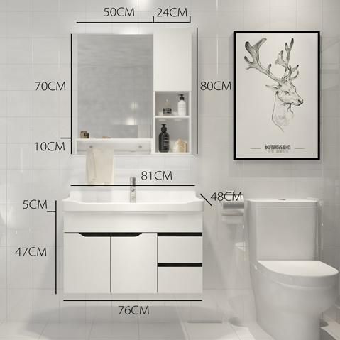 White Bathroom Furniture Vanity LED Mirror PVC Bathroom Cabinet with Mirror