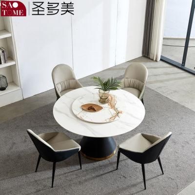 Customed Round Slate Countertop Dining Table White