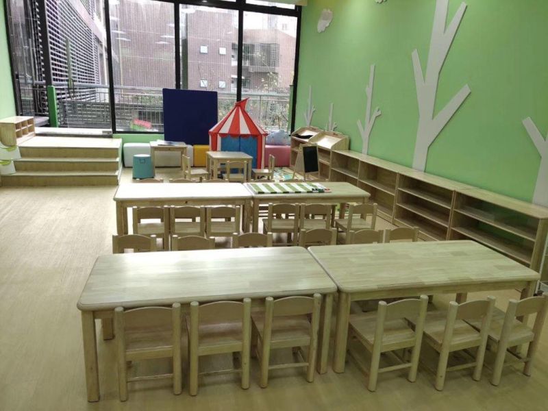 Kindergarten Study Classroom Table, Children Wood Home Table, Preschool Game Square Kids Table