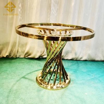 Latest Style Wedding Furniture Half Moon Gold Stainless Steel Legs White MDF Table