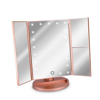 Top-Rank Selling Trifold LED Makeup Dimmable Brightness Bling Mirror for Dressing