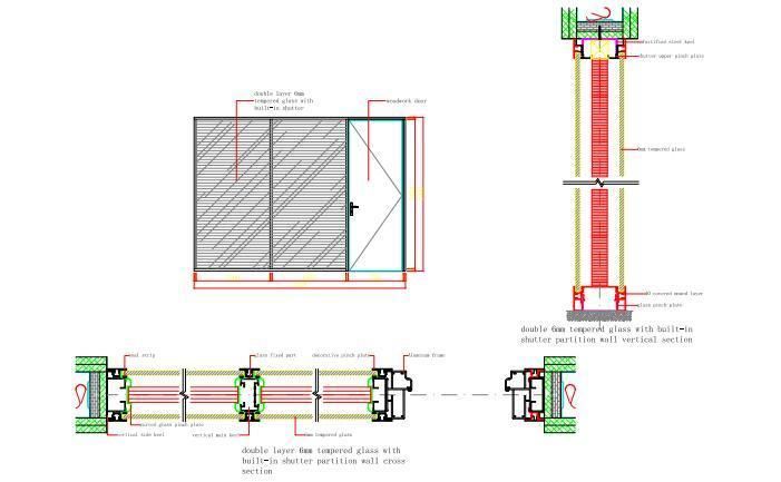 Shaneok Factory Price Glass Office Partition Wall with Venetian Blind