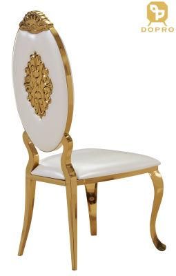 Dopro Modern Stainless Steel Wholesale PU Fabric Wedding Banquet Golden Dining Chair