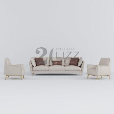 Contemporary European Style Sectional Gold Metal Legs Geniue Leather Modern Sofa for Home Office