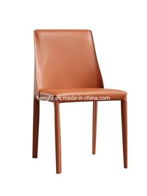 Office Furniture Modern Cushion Leather Metal Base Dining Chairs