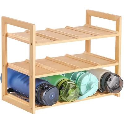 12 Freestanding Water Bottle Holder Bamboo Water Bottle Organizer Rack